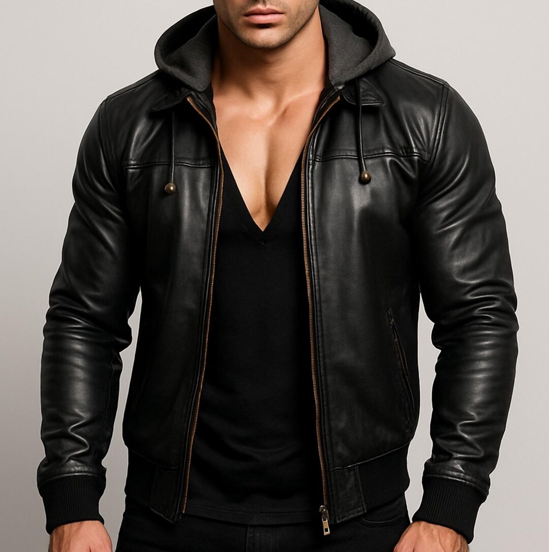 Men's Genuine Leather Hoodie Jacket | Shadowforge V1 by Daaran