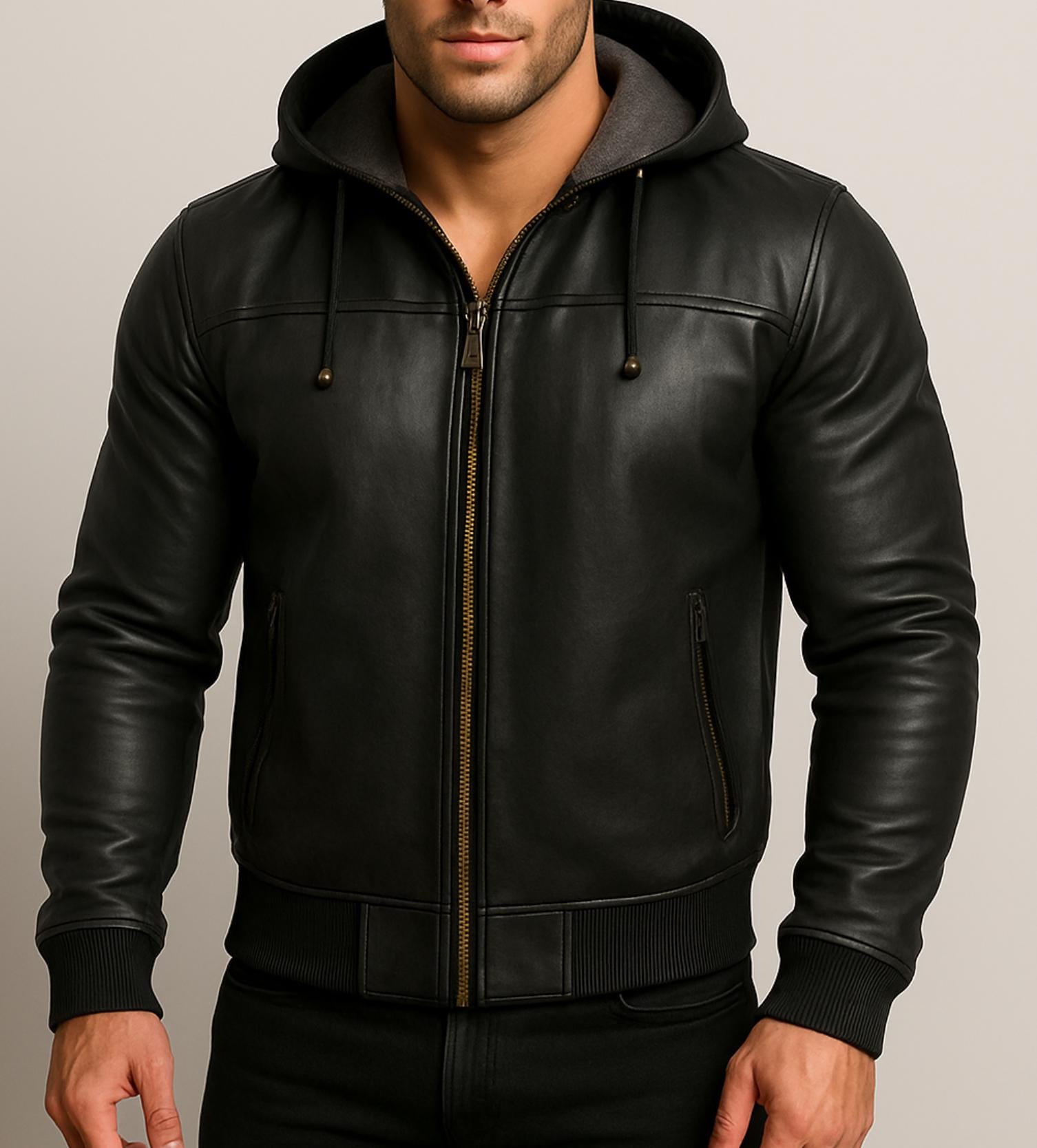 Men's Genuine Leather Hoodie Jacket | Shadowforge V1 by Daaran