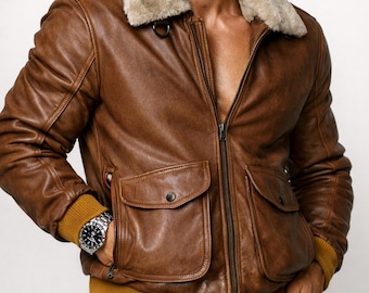 Suede Aviator Bomber Jacket: Faux Shearling Collar, Red Zipper Detail