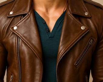 Handmade Cowhide Leather Biker Jacket: Vintage Moto Style