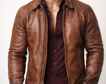 R.B.C. レジェンドジャケット ダークブラウン Vintage RBC Legend Steerhide Leather Cafe Racer Jacket (size S/36
