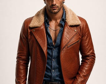 Men's Shearling Aviator Jacket: Genuine Sheep Leather Bomber - Heritage Aviator
