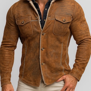 RustRidge by Daaran | Men’s Distressed Brown Leather Jacket | Vintage Suede Look