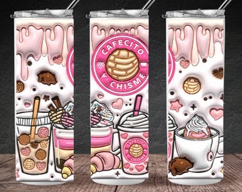 Cafecito y Chisme Tumbler Wrap: Coffee Cup Digital File
