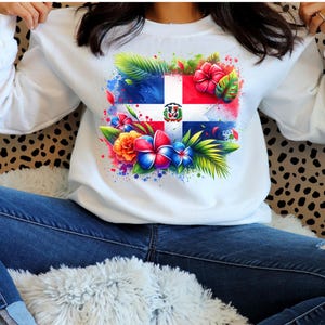 Dominican Republic Flag png, Dominican tropical flowers flag, Dominicana.