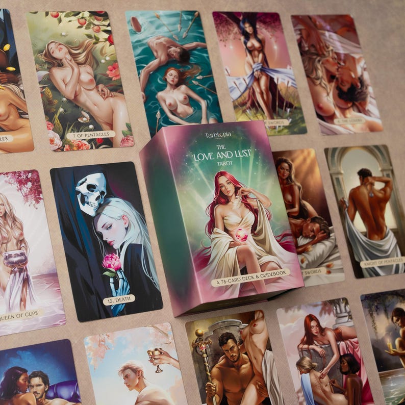 Baraja de Tarot del Amor y la Lujuria: Baraja romántica de 78 cartas con guía imagen 2