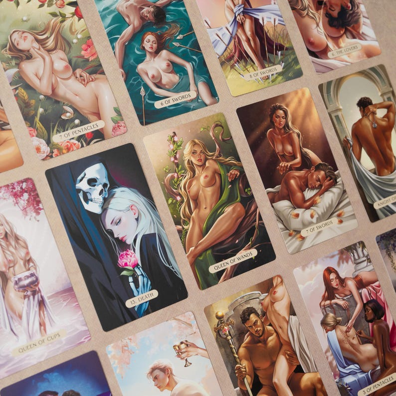 Baraja de Tarot del Amor y la Lujuria: Baraja romántica de 78 cartas con guía imagen 3