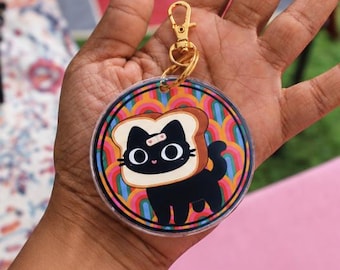 Toast Cat Acrylic Keychain
