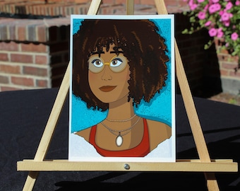 Curly Hair Portrait 5x7 Wall Art