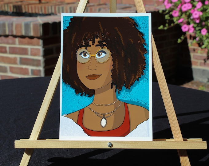 Curly Hair Portrait 5x7 Wall Art