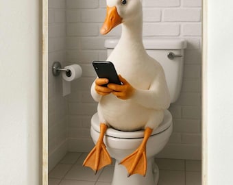 Funny Goose Bathroom Print: Quirky Toilet Wall Art (Digital Download