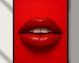 Kräftig rote Lippen Pop Art Print: Glam Schlafzimmer Wand Dekor (Digitaler Download)