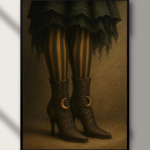 Häxstövlar Halloween-tryck: Gotisk Witchcore-modekonst (digital nedladdning)