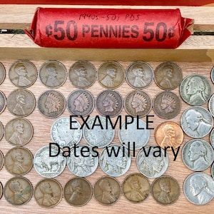 100 pcs Vintage US Coin Collection in a Cigar Box! Wheat and Indian Head Pennies, Buffalo Nickels & More! Great Gift Idea - Read Description image 2