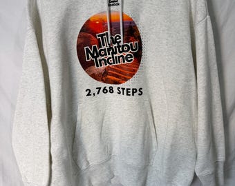 Reebok Manitou Inkline Hoodie Unisex Oversized Größe M “2,768 Steps” Sweatshirt - Colorado Wandern Souvenir - Manitou Inkline Rücken Grafik