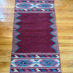 Vintage 1970s Wool Zapotec Rug