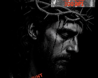 Vintage Jesus Christ Halftone PNG: Distressed Religious Graphic (Digital Download