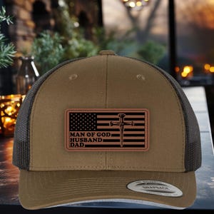 Christian American Flag Dad Hat, Man Of God Husband, Faith Hat for Men, Christian Gift for Him, Religious Hat, Patriotic Jesus Cap