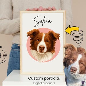 Custom Pet Portrait from Photo • Personalized Digital Pet Illustration • Dog or Cat Memorial Art • Printable Pet Wall Decor