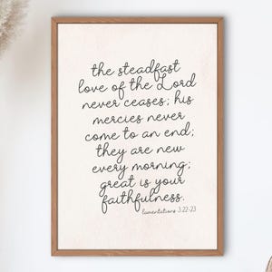 The Love of the Lord Bible Verse Wall Art | Lamentations 3:22-23 Scripture | Minimal Design Artwork Decor Motivational |Digital Download