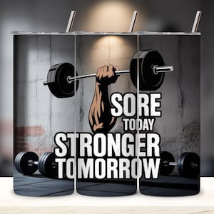 Gym Motivational Affirmations Tumbler, 20oz Skinny Tumbler Sublimation Design, Gym Tumbler Wrap, Workout Tumbler Wrap PNG Digital Files.