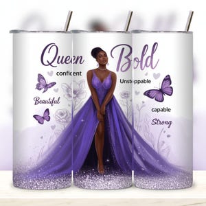Inspirational Black Woman Tumbler Wrap, 20oz Skinny Tumbler Sublimation Designs, Positive Affirmations Black Girl, PNG File Digital Download