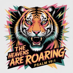 Heavens Roaring png tiger lightning bolt Sublimation PNG, Digital Download, Printable Christian, Faith-Based Art, Vibrant, DIY Craft Design.