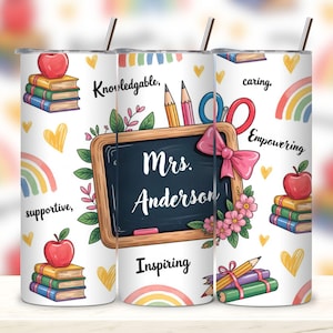 Customizable Teacher Appreciation Gift 20 oz Skinny Tumbler Sublimation Design Digital Download PNG Instant DIGITAL, Teacher Tumbler Wrap