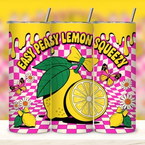 Easy Peasy Lemon Squeezy Tumbler Wrap, Lemons Coquette Summer Preppy 20oz Trendy Tumbler Sublimation Design PNG, Popular Digital Download