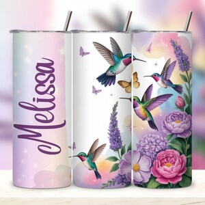 Hummingbird Floral Tumbler Wrap: Custom 20oz Skinny Tumbler Design (Digital Download PNG)