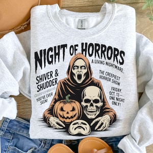 Night of Horrors Png, Halloween Shirt Designs, Horror Png, Horror Night Png, Trendy Halloween, Halloween Png, Sublimation Designs, Png file.