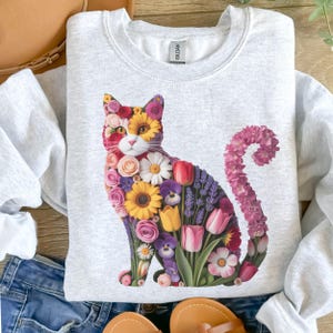 Wildflower Cat Png, Flower Cat Sublimation Design, Cat Shirt Png, Cat Lover, Kitten Spring Png Summer png sublimation, shirt design.