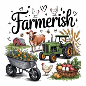 Koszulka Farmerish Png Chicken Lover Svg Clipart Farm Life png Hobby Farm Doodle png, rolnictwo png pokaż png Doodle Art Goat Farmer Sublimacja.