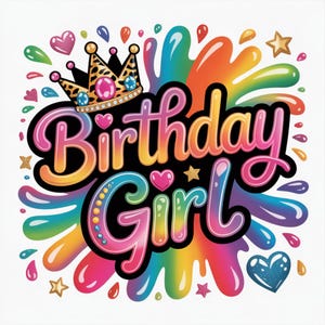 Menina de aniversário PNG, Sublimação de aniversário, Leopardo PNG, Design de camiseta, PNG colorido, Download digital instantâneo PNG, Design de sublimação, DTF
