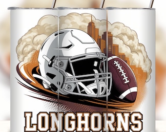 Longhorns 20oz skinny tumbler Sublimation design Orange Coquette Bow Football Straight wrap PNG Waterslide Digital download