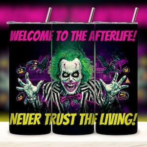 Never Trust The Living Halloween Tumbler Wrap Png, Cartoon Horror 20oz Tumbler, Halloween Horror Skinny & Tapered 20oz Design sublimation.