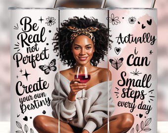 Love Yourself Black Woman Tumbler Wrap, 20oz Skinny Design, Black Girl Magic Tumbler, Black Girl Daily Affirmations Wrap PNG Digital Files