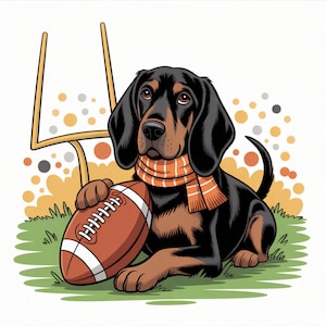 Tennessee PNG, staat Tennessee, oranje en wit, Game Day, Hound Dog-voetbal, handgetekende digitale download, sublimatieontwerp.