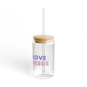 Love Like Jesus グラス - 16オンス、ギフトに最適、Love Like Jesus、イベント用ドリンクウェア、モチベーションを高める名言、キッチン装飾