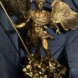Archangel Michael Sculpture – Hand Painted Religious Home Decor