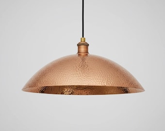 Handmade Hammered Copper Pendant Light, Dome Ceiling Lamp for Kitchen Island Farmhouse Lighting
