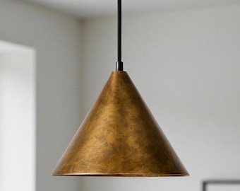 Ręcznie wykonana lampa wisząca w kształcie stożka z oksydowanego mosiądzu – nowoczesna lampa sufitowa w stylu marokańskim do kuchni i jadalni