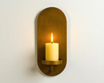 Aplique de pared para velas de latón oxidado, candelabro antiguo vintage