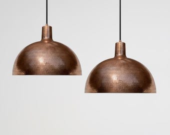 Handgehämmerte Messing Pendelleuchte - Artisan Kupfer Deckenlampe für Kitchen Island & Esszimmer