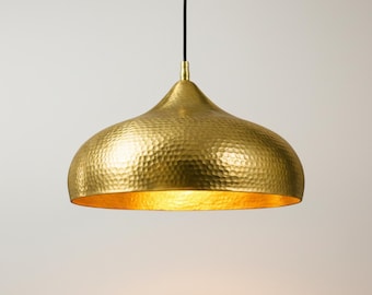 Lampa wisząca z kopułą, młotkowana lampa wisząca z mosiądzu do wyspy kuchennej, nowoczesna lampa sufitowa w stylu marokańskim