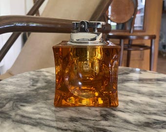 Encendedor de mesa vintage de cristal de Murano color ámbar de los años 60/70 - brillante