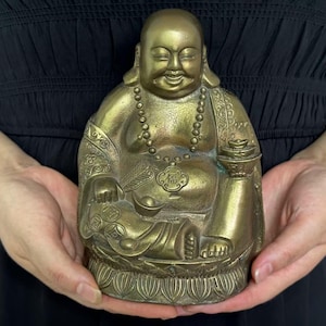 Only one Copper Happy Laugh Maitreya Buddha Wealth Statue, Brass Laughing Smiling Buddha Statue Budai Figure Buddhism Happiness wealth decor