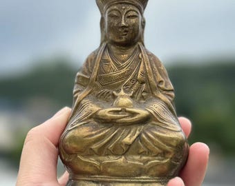 Copper Ksitigarbha Bodhisattva Standing Posture Dizang pusa Copper Statue  Brass Tibetan Buddhism Buddha jizo Monk Tangseng ornaments craft