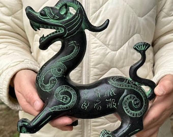 Asian Copper alloy Pixiu Beast Wealth unicorn Statue ,Chinese Copper Exorcise Evil Spirits brave troops Kylin Feng shui Congratulatory gift
