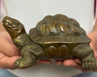 Vintage Copper Turtle Statue, Bronze Collectibles Figures Home Decor ,Longevity Tortoise Feng Shui Ornament Symbol of Peace  ornaments